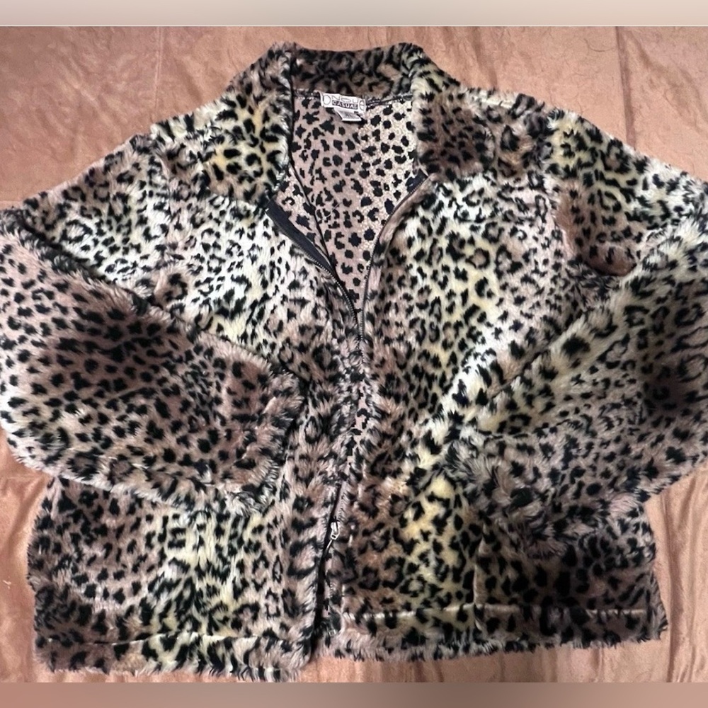 Vintage Leopard Print Faux Fur Jacket
